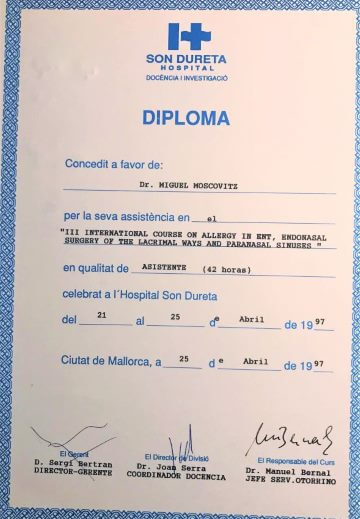 Diplomas y Certificados Dr. Miguel Moscovicz