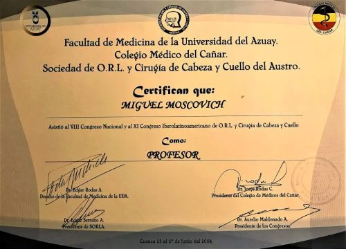 Diplomas y Certificados Dr. Miguel Moscovicz