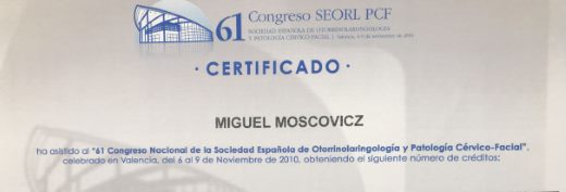 Diplomas y Certificados Dr. Miguel Moscovicz